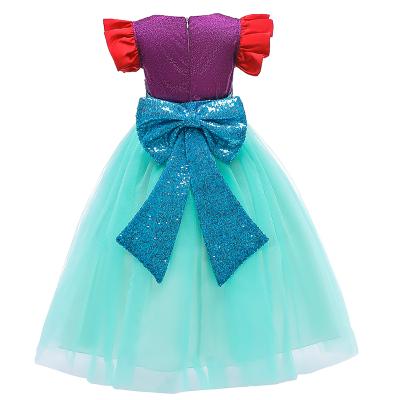 China Washable 2021 Girl Princess Skirt Mermaid Children's Puffy Dress Girl's Dress Children's Fluffy Gauze Fabrics for sale