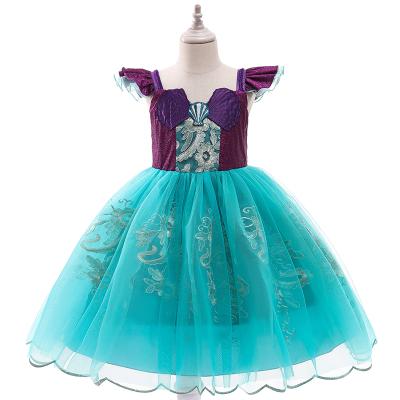 China The mermaid 2021 washable Ariel Princess Dress Summer Girl Cosplay costume Halloween fancy dress kids carnival party clothes for sale