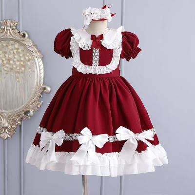 China D0771 2021 New Summer D0771 2021 Female Bubble Spot Washable Cartoon Bubble Short Sleeve Lolita Princess Skirt Printed Girl Dress for sale