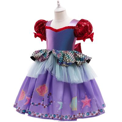 China D0740 Washable Lovely Girls Wearing Short Skirts Complete Halloween Long Purple Mermaid Dresses Children's Princess Dress for sale