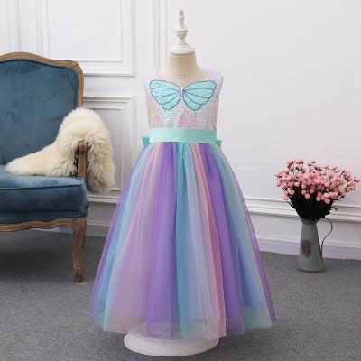 China Summer washable baby's rainbow mermaid dress for popular causal exhibition set net yarn clothes for sale