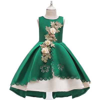 China 2021 Kids Dress Design Girls Summer Party Satin Washable Bridesmaid Communion Dresses for Kids for sale