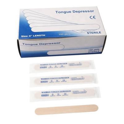 China Well Polished CE ISO Approved Medical Cosumables Disposable Sterile Packing Depressant Wooden Tongue for sale