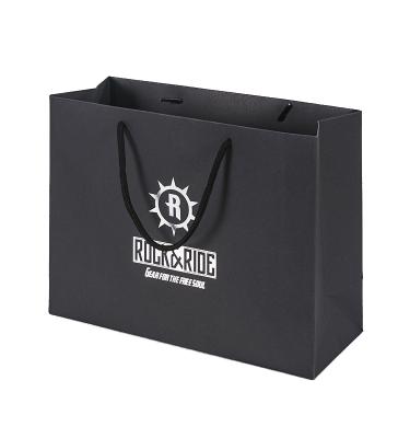 China Recycled Materials Biodegradable Luxury Black Customized Art Paper Shopping Bag With Logo Print for sale