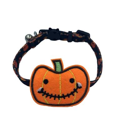 China Personalized Halloween Pumpkin For Puppy Cat Collar Bat Pet Bow Collar Bell Pumpkin Decorative Collar for sale