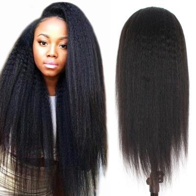 China Silky Straight Wave Pre-Plucked 360 Curly Straight Yaki Lace Frontal Wigs For Black Women Hair for sale