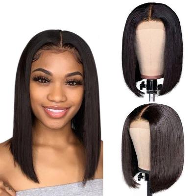 China Wholesale Brazilian Hair 13*4 Silky Straight Wave Lace Front Bob Wig, Remy Hair Lace Front Bob Wigs Full Thick for sale