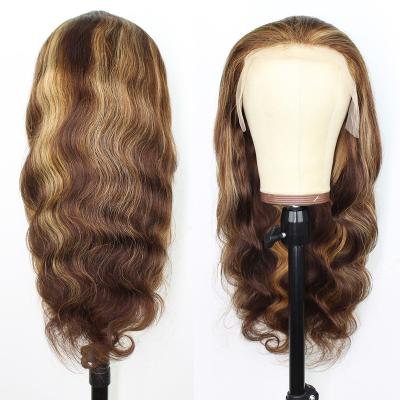 China Wholesale Silky Straight Wave Pre Plucked Lace Frontal Wig, Double Drawn Hair Lead Wig, 4/27 Highlight Colored Hair Wigs For Black Women for sale