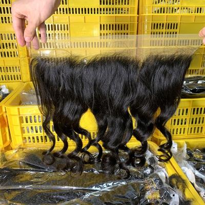 China Unprocessed Virgin Brazilian Swiss Virgin Human Hair HD Body Wave Peruvian Frontal Closures, Raw Hair 13x4 13x6 HD Lace Frontal Closures for sale