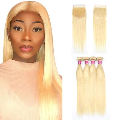 China Wholesale 613 Silky Straight Wave Cuticle Aligned Virgin Hair, Russian Blonde Virgin Hair Bundle, 40 Inch Blonde Brazilian Hair Extension for sale