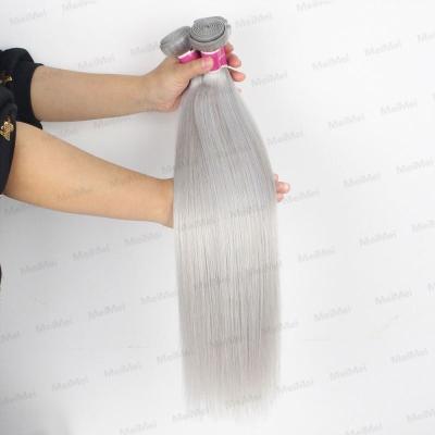 China Silky Straight Wave Top Silver Bundles With Closure Gray Raw Virgin Hair Extensions Weaving For Braiding for sale