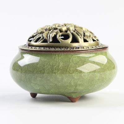 China Modern Antique Ceramic Cones Buddha Incense Burner and Sticks Incense Holder for sale