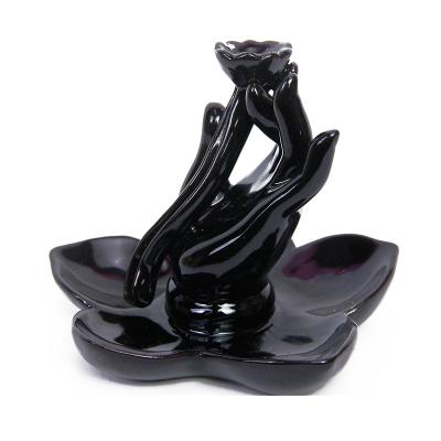 China Modern wholesale Buddha incense burners porcelain censer black ceramic incnese holder for sale