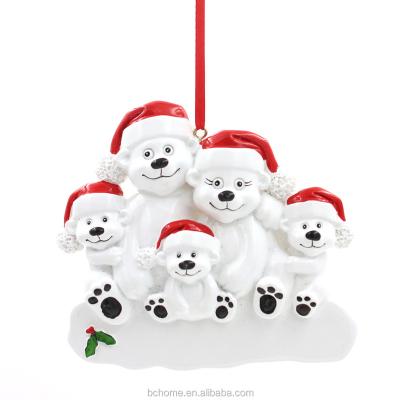 China Eco-Friendly And Safety Packaging Personalize Ornaments , 4 Resin Personalized Christmas Tree Polarbear Family Ornaments Wholesale for sale