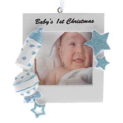 China Customized Christmas Cutom Resin Hanging Mini Photo Frame With Baby for sale