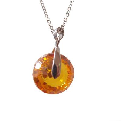 China BOHEMIA Fashion Simple Orange Zircon Pendant Chain Necklace For Women Girls 20