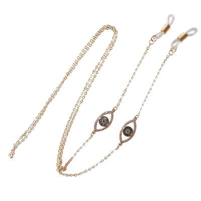 China Sundysh Bling Evileye Charm 18K Gold Sunglasses Monocle Chain Strap Lanyard For Women Girl EL211224-1 for sale