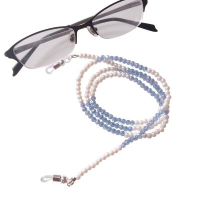 China Safty Glass Lanyard Strap Sundysh Monocle Chains Shape Crystal Pearl Beaded Glasses Strap Blue Lanyard For Women for sale