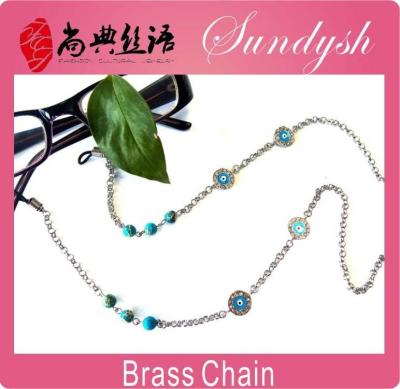 China Crystal Pearl Sundysh /shell Monocle Holder Chain, Fashionable Evil Eye Sunglass Lanyard Cord for sale