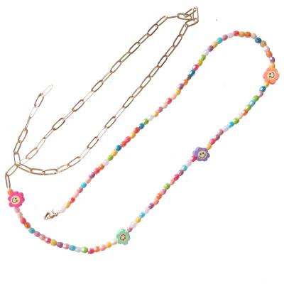 China BOHEMIA Sundysh Smiley Beaded Belt Chain Colorful Belly Waist Beads Jewelry Chain Necklace For Women for sale