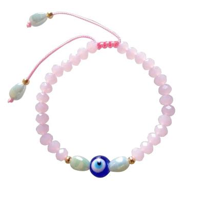 China BOHEMIA Sundysh Pink Crystal Eye Beaded Adjustable Bracelet for Girls Women for sale