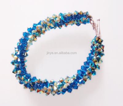 China Austrian Silver Blue Crystal Beaded Bracelet from Crystal Fashion Boho Handmade 925 for sale