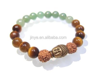 China Sundysh Buddha Wooden Beads, Yoga Tiger Eye Jade Wooden Buddha Beaded Bracelet for sale