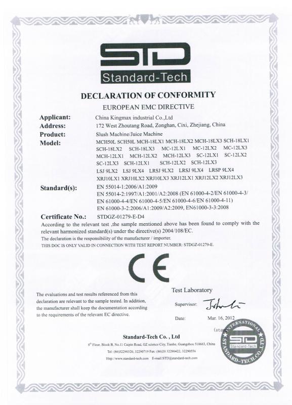 Declaration of Conformity - China Kingmax Industrial Co.,ltd.