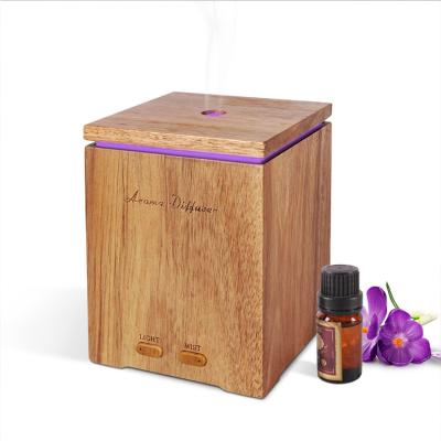 China 200ML Hotel Aromatherapy Natural Wooden Essential Oil Diffuser 7 Colored Lightweight Humidifier for sale