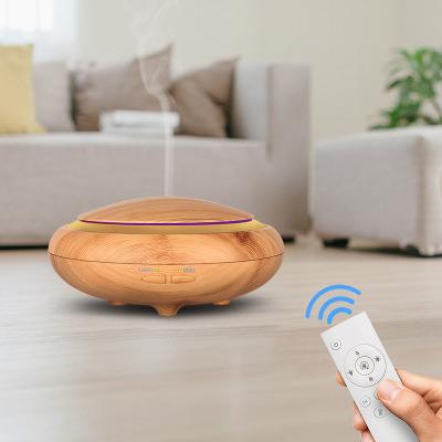 China Smart Remote Control Ultrasonic Household UFO Wood Grain Household Aromatherapy Humidifier Essential Oil Diffuser for sale