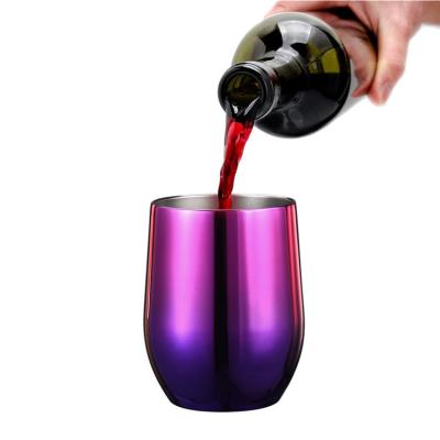 China Sustainable 12 oz Stainless Steel Vacuum Wine Mug Gradient Liner Insulated Wine Tumbler With Lid for sale