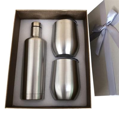 China Viable Stainless Matching Tumbler Wine Bottle Sets Wine Tumbler Cups Stainless Steel Bottle Red Wine Mug Sets for sale