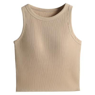 China Solid Color Spaghetti Vest Antibacterial Casual Basic Sleeveless Women Knitted Camis U-neck Tank Top Camisole For Female for sale