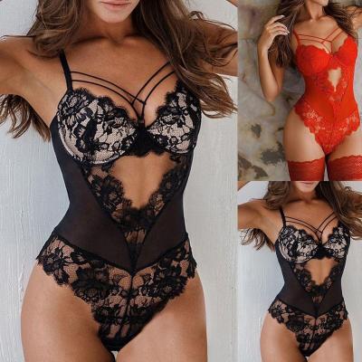 China Sexy Spandex/Polyester Lingerie Transparent Lace Jumpsuits Manufacturer See Playsuits Jumpsuits For Women for sale