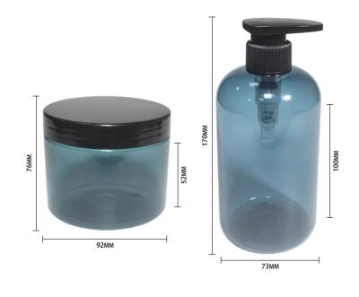 China Wholesale Cosmetic 300ml Jars Blue Shampoo 500ml Body Wash PET Shampoo Bottle With Pump for sale