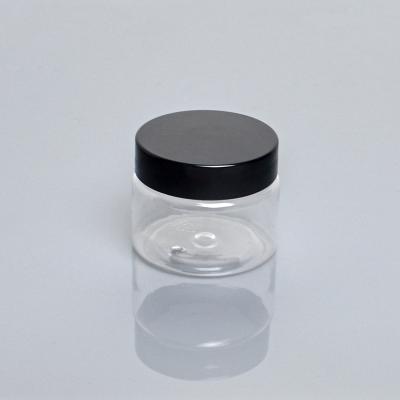 China 50ml 50g Cosmetic Economic Clear Plastic Jar With Black Lid Matt Pp Cosmetic Eco Plastic Cream Jar for sale