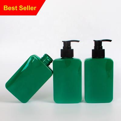 China Square Shape Plastic Bottle 200ml 100ml Small Plastic Green Pet Bottle Small Plastic Bottle With Black Pump for sale