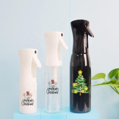 China Customized Logo 300ml Christmas High Pressure Continuous Spray Bottle Cosmetic Hair Mist Spray Bottle White Black White Transparent Fine Bottle for sale