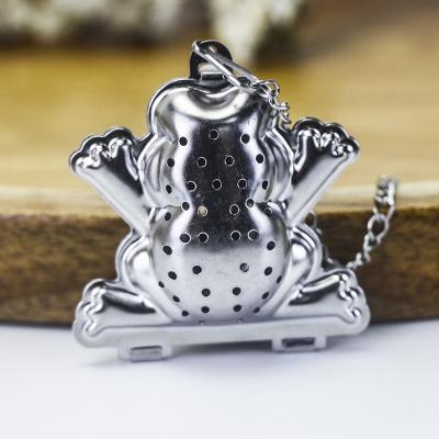 China Small New Viable Metal Frog Shape Tea Strainer Tea Infuser With Chain for sale