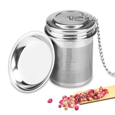 China Sustainable High Quality Stainless Steel Basket Shape Tea Infuser Tea Strainer With Chain for sale