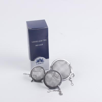 China Viable Hot Selling 3 Pcs Mesh Stainless Steel Tea Infuser Tea Strainer With Color Box Package for sale