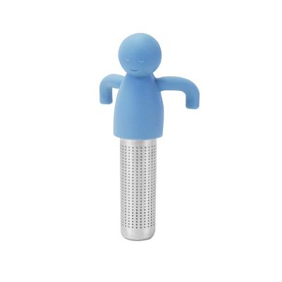 China Viable Silicone Tea Strainer Man Form Stainless Steel Loose Leaf Tea Silicone Tea Ball Strainers for sale