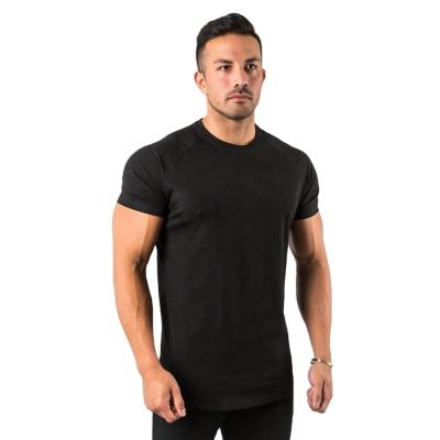 China 94% Cotton 6% Spandex Anti-Shrink Black Scoop Bottom T-Shirt For Men The Lightly Aplet Gym T-shirt for sale