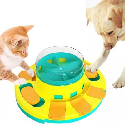 China Viable Smart Dog Treat Dispensing Toy For Training Dog IQ Food Turntable Eating Puzzle Anti-Sensation Pet Slow Feeder for sale