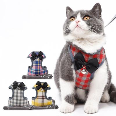 China 2022 Viable New Cat and Small Dog Harness and Leash Set for Walking Soft Mesh Puppy Harness Adjustable Cat Vest Harness with Bell for sale