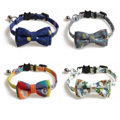 China 2022 SPARE New High Quality Copy Designs Cat Collar Polyester Safety Breakaway Customized Bow Cat Collar With Bell Pet Supplies for sale