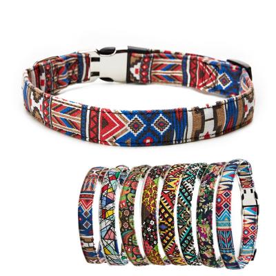 China Hot Sale DETACHED Bohemian Amazon Style Pet Collars Ethnic Semi-metal Buckle Can Engrave Names To Prevent Lost Inscription Cat Dog Collars for sale