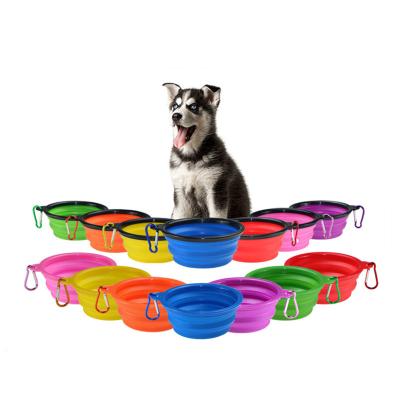 China Hot Selling Silicone Viable Collapsible Dog Bowl Plastic Pet Cat Food Foldable Travel Dog Bowl for sale