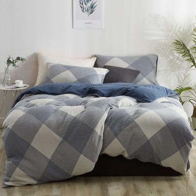 China Customized Packing Nondisposable Cheap And Fine 100% Cotton Jacquard Knit 3 Piece King Bedroom Duvet Cover Set for sale