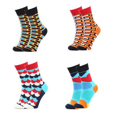 China Custom Cotton Breathable Creative Logo Men Women Socks Tube Popular Skateboard Casual Happy Socks for sale